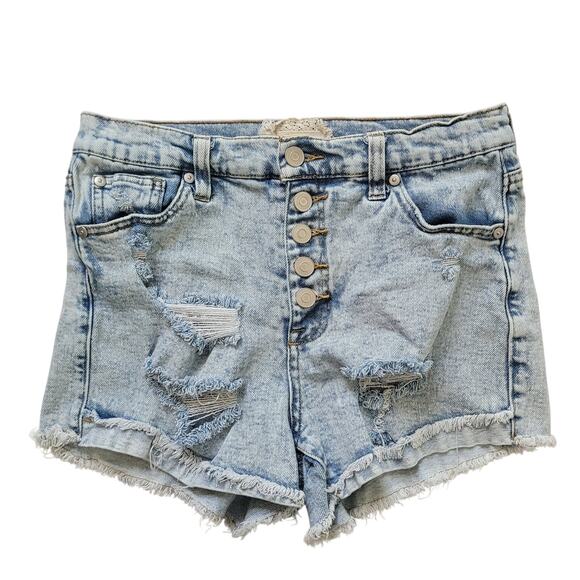 Altar'd State Size 28/7 Light Wash Distressed Jean Shorts Button Fly 3" Inseam - Picture 1 of 8